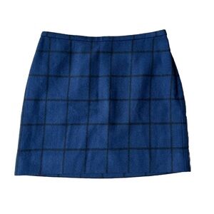 Madewell Navy Plaid Zipline Mini Skirt. Wool
